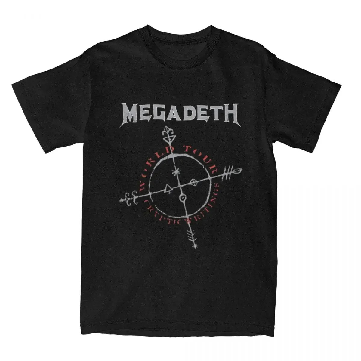 100% Cotton Funny Crew Neck Black Metal Death Metal Tees Short Sleeve Clothes Unique Megadeths Cryptic Writings Shirt Men Women