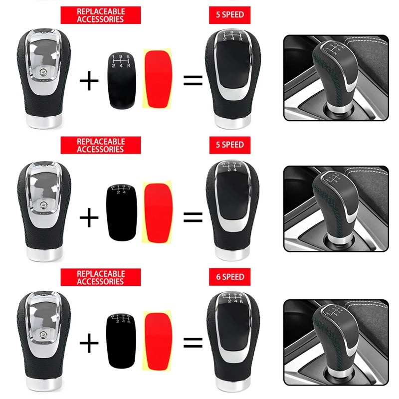 5 oder 6 Gang Leder Rot Schaltknauf Auto Schaltknauf Schaltknauf Schaltknauf Schaltknauf Hebel Schaltgetriebe – Detail 4