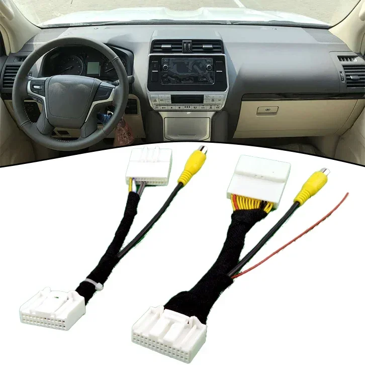 

ABS Material Car Reversing Rear Camera Cable Camera Adapter Cable 24Pin+28Pin Interface Direct Installation Easy To Use