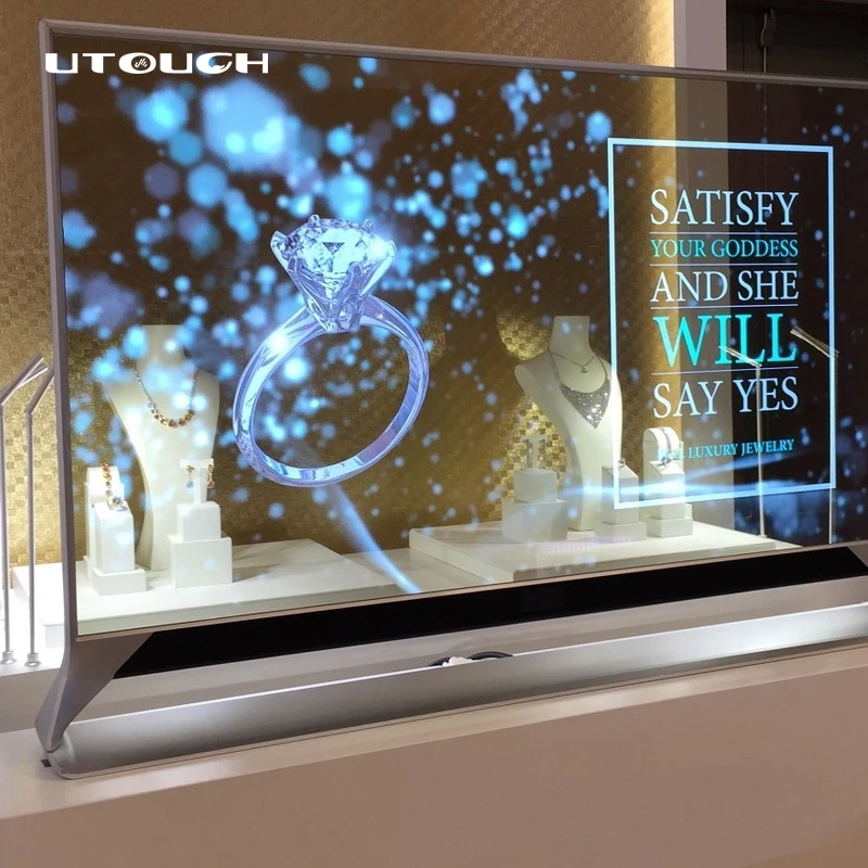 55 polegadas OLED Tela Transparente Desktop Floor Standing Sinalização Digital LG Smart Tv Criativo Touchscreen Display Monitor