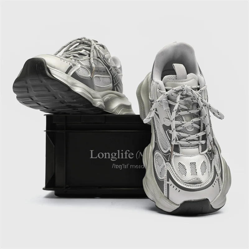 Men and Women Same Thick Sole Silver Daddy Shoes Women 2024 Lovers New Light Sports Shoes Casual Running Shoes Sneakers