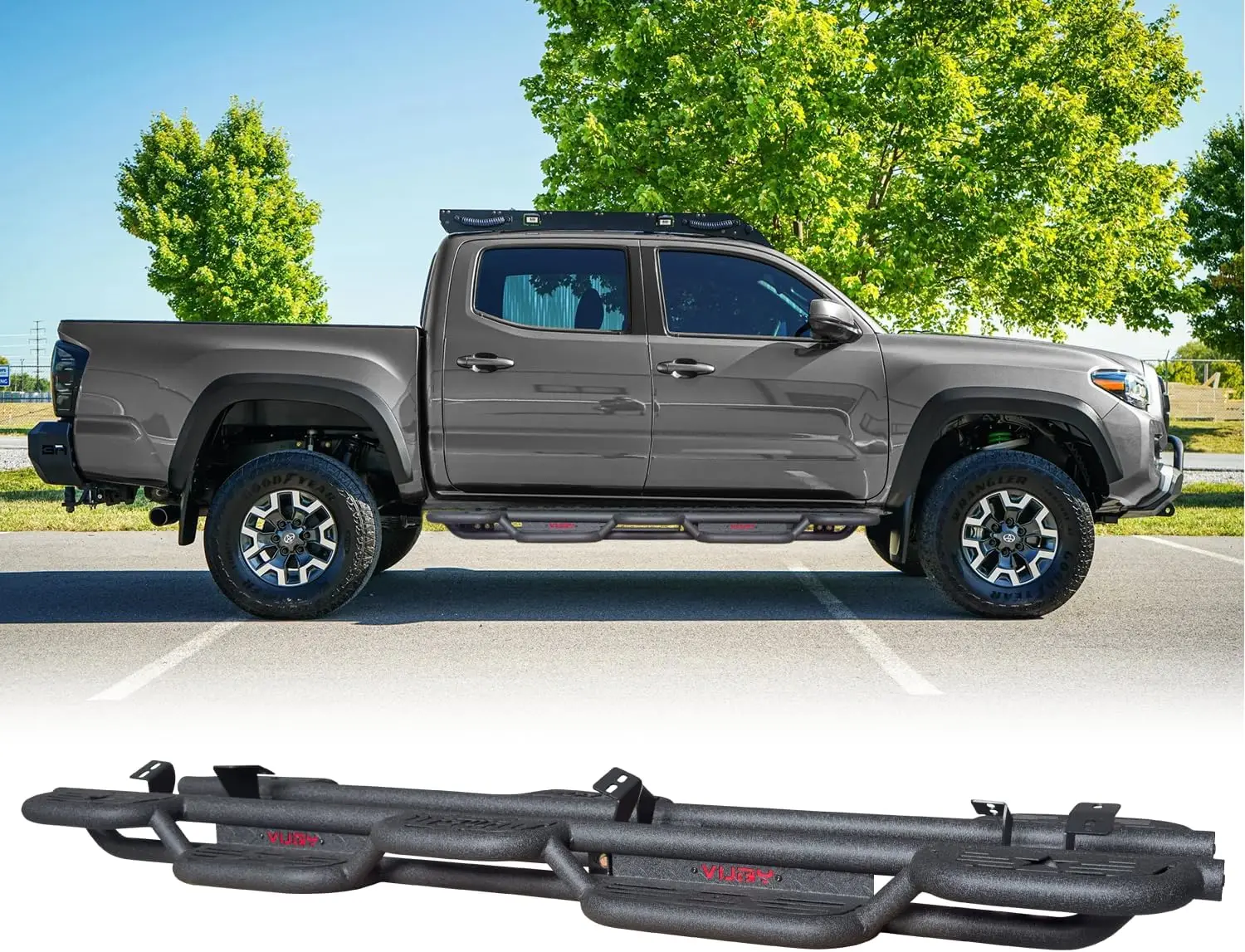 

Steel Running Board for 2005-2023 Toyota Tacoma Double Cab/Crew Cab(4 Full-Size Doors) Nerf Bar&Side Step