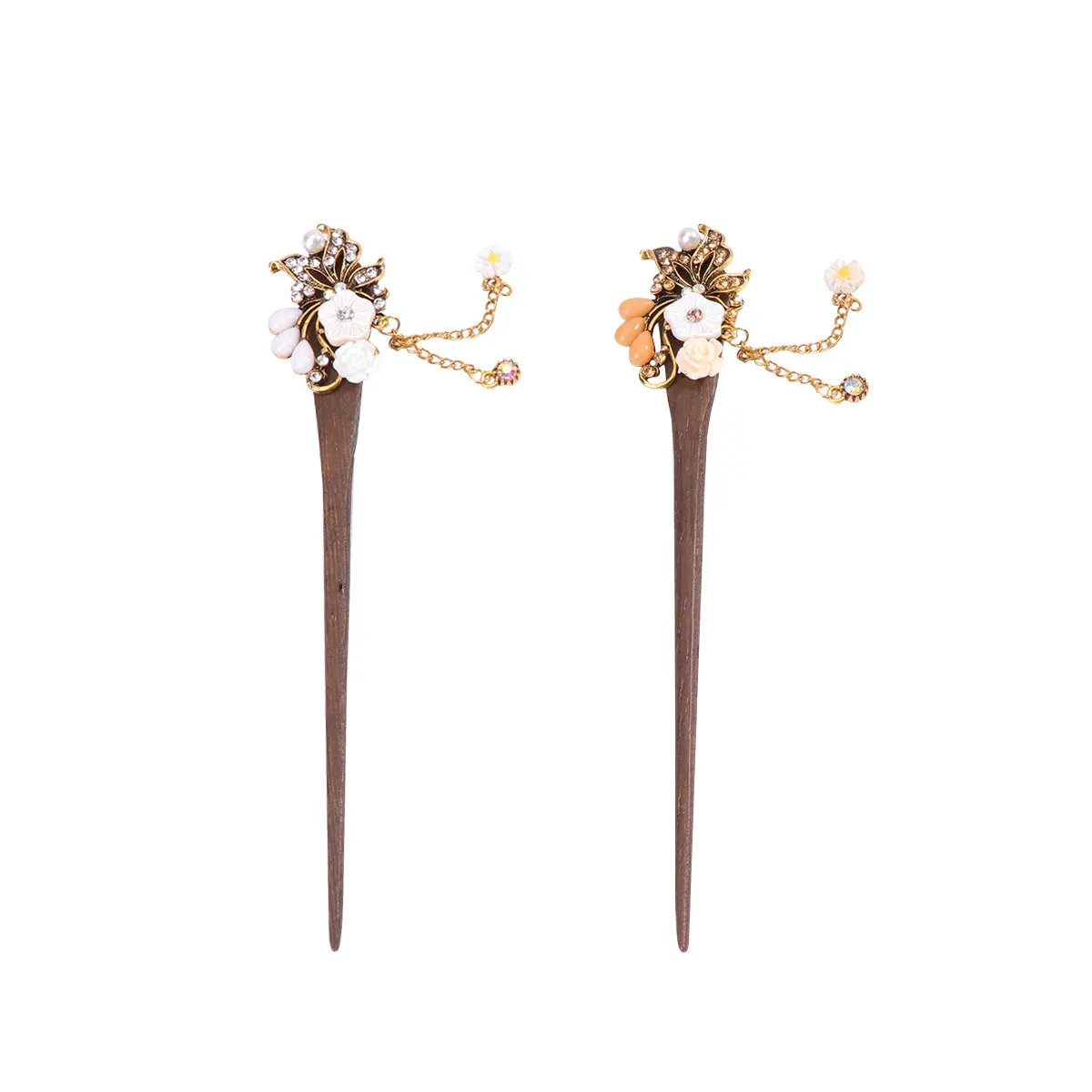 

2 PCS Hair Hairpin Wooden Vintage Stick White Accessories Bamboo Attractive