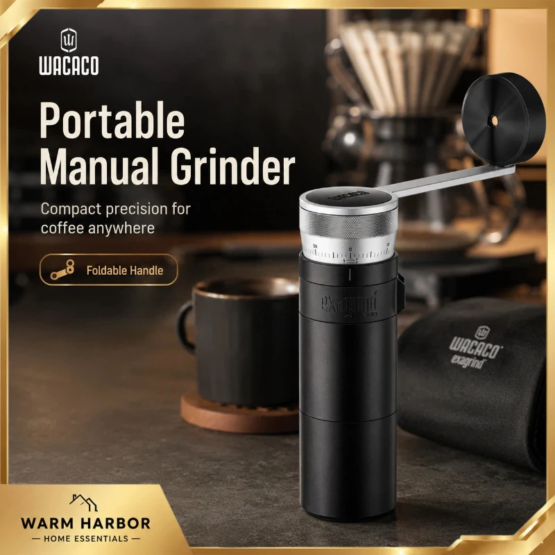Wacaco Exagrind Pro Manual Coffee Grinder Foldable Portable Hand Grinder Compact Bean Grinder For Travel Camping Home Brewing