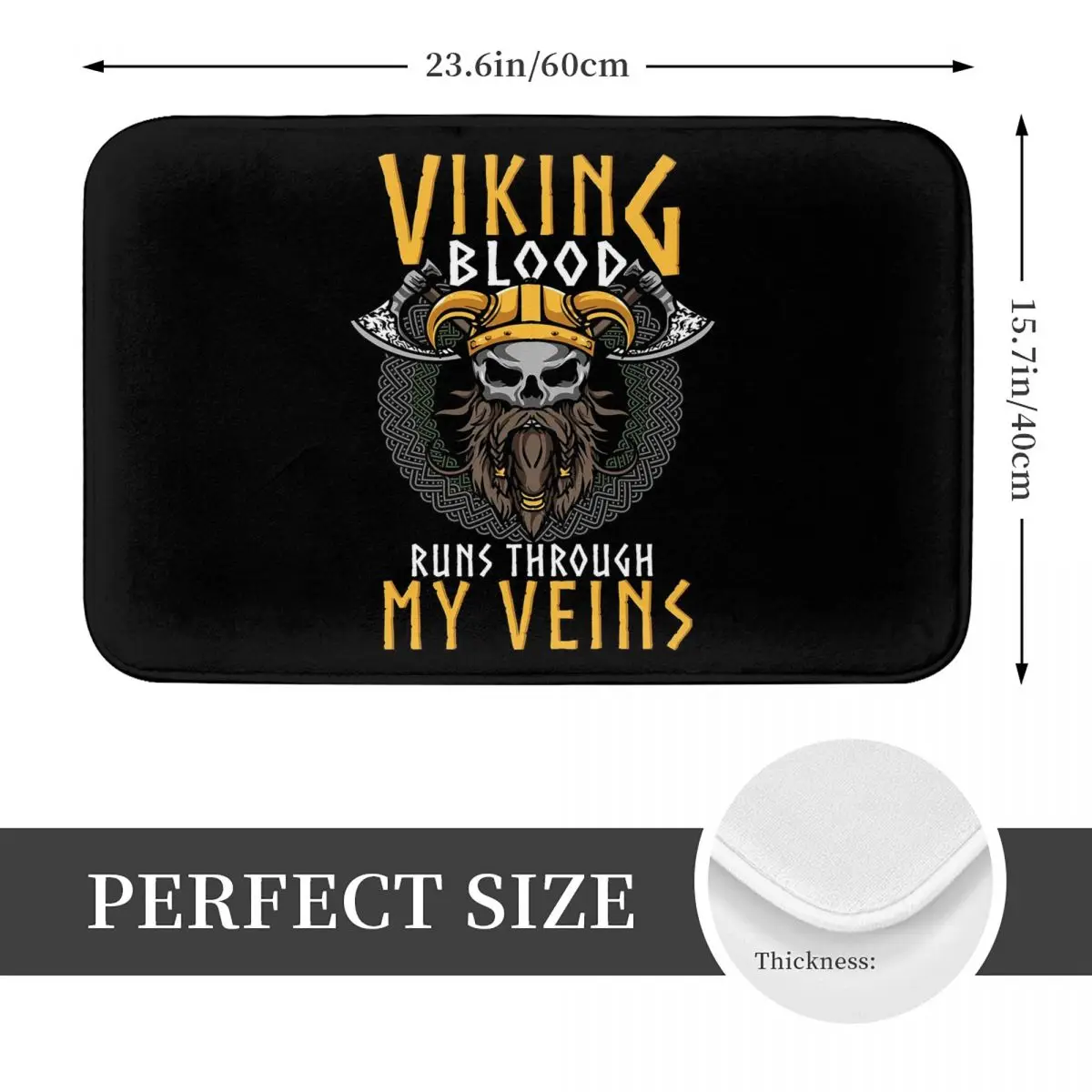 Viking Blood Runs Through My Veins Valhalla Norse Anti-slip Doormat Durable Carpet Rug for Kitchen Entrance Home Room Footpad