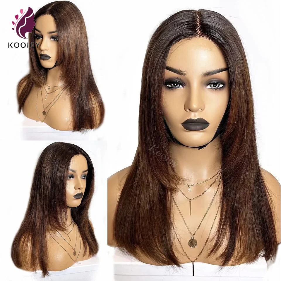 

Ombre Dark Brown 13x6 Lace Front Wigs Human Hair Straight Wig Colored Human Hair 5x5 Silk Top Scalp Base Layer Wigs for Women