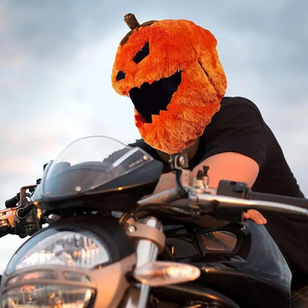 Pluszowy dyniowy pokrowiec na kask Pluszowy dyniowy pokrowiec na kask motocyklowy na Halloween Wysoka widoczność Pyłoszczelna kreskówka na motocykl