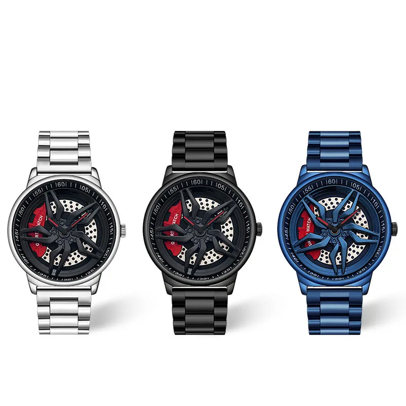 AL178 الساعة الرجالية الجديدة، سلسلة العجلات العصرية، هي ساعة كوارتز عصرية وفردية وغير رسمية بسوار فولاذي للرجال
