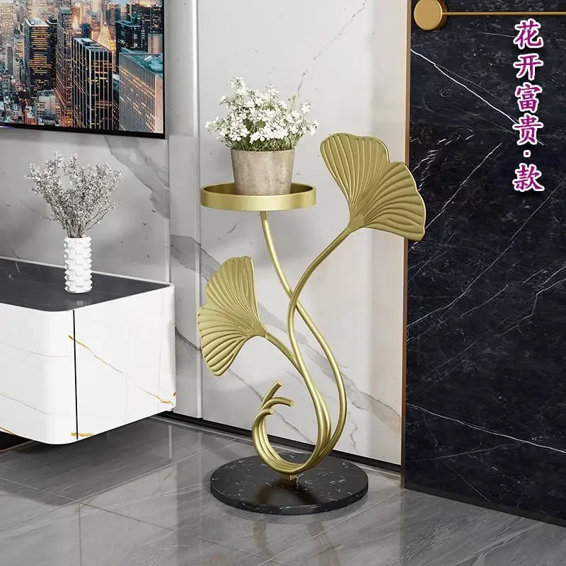 

Light luxury marble flower rack, next to the TV cabinet in the indoor living room, dill hanging orchid flower pot rack