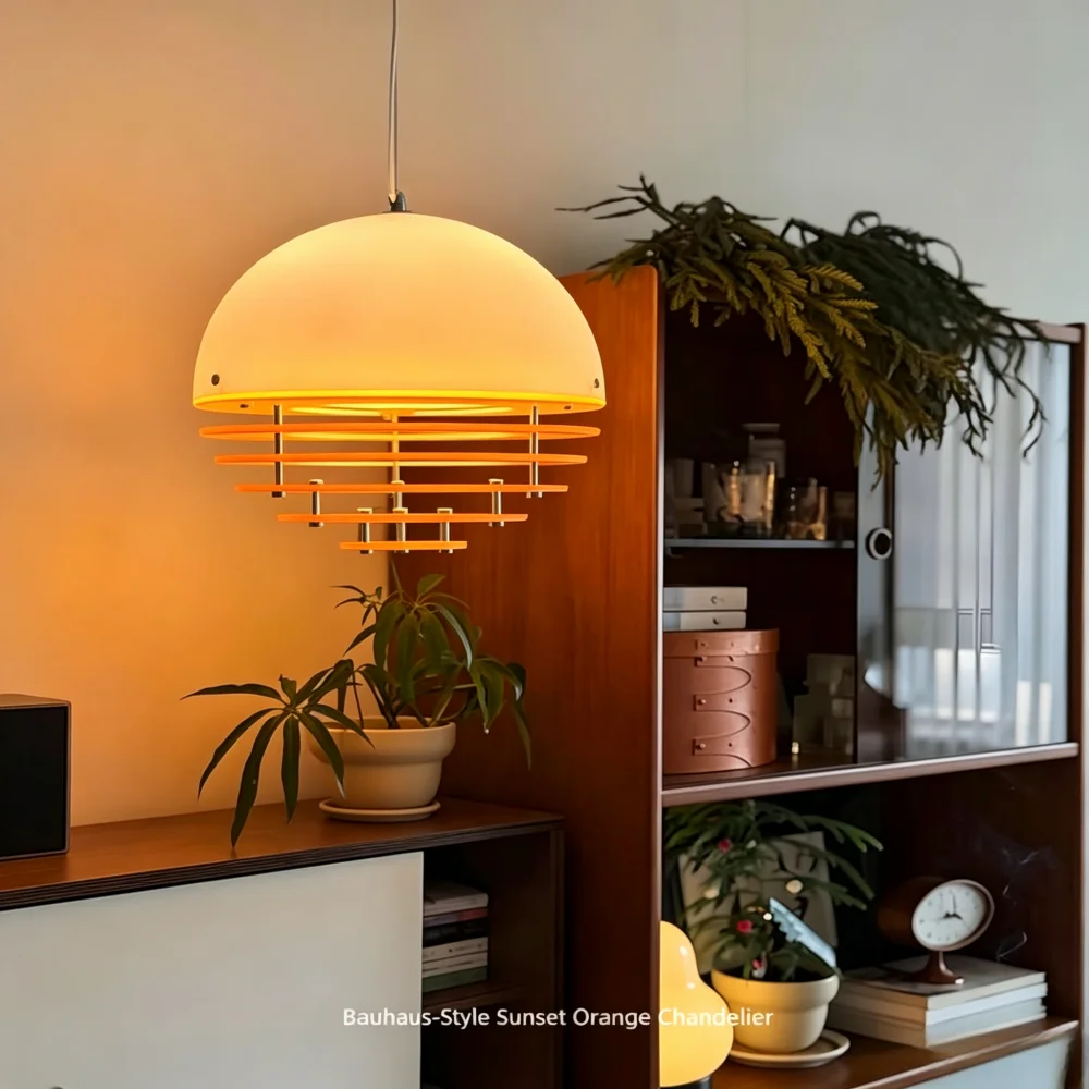 Sunset Orange Pendant Lamp Creative Glass Acrylic Pendant Light Bar Cafe Restaurant Island Window Stand Simple Atmosphere Light