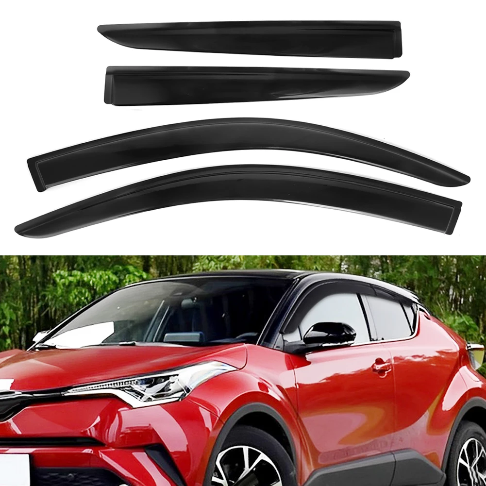 Door Window Visor For TOYOTA CH-R 2017- 2023 Weathershield Sun Rain Deflector Guard Car Window Deflector Rain Visor Weatherstrip