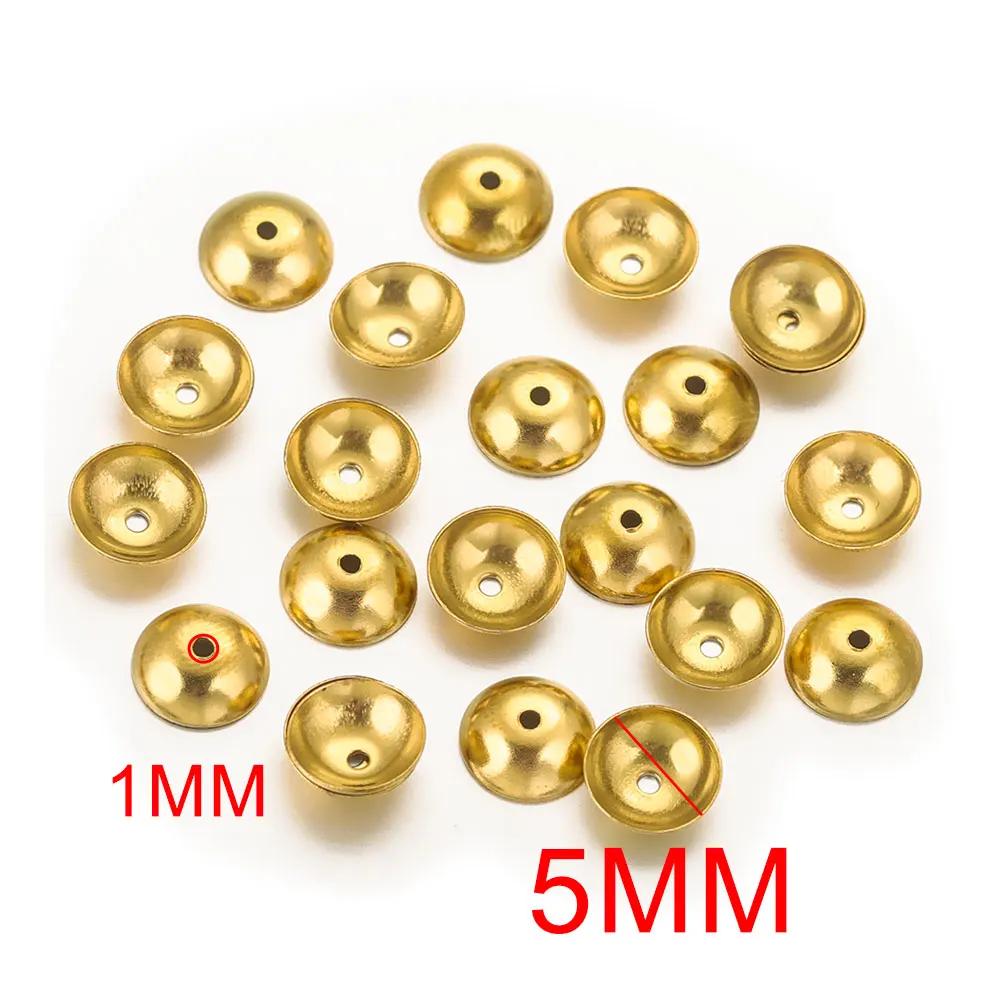 50 Stuks Lot 3-8Mm Goudkleur Roestvrij Staal Ronde Kralen Spacer Kralen Voor Handwerk Sieraden Maken Diy Bevindingen Accessoires