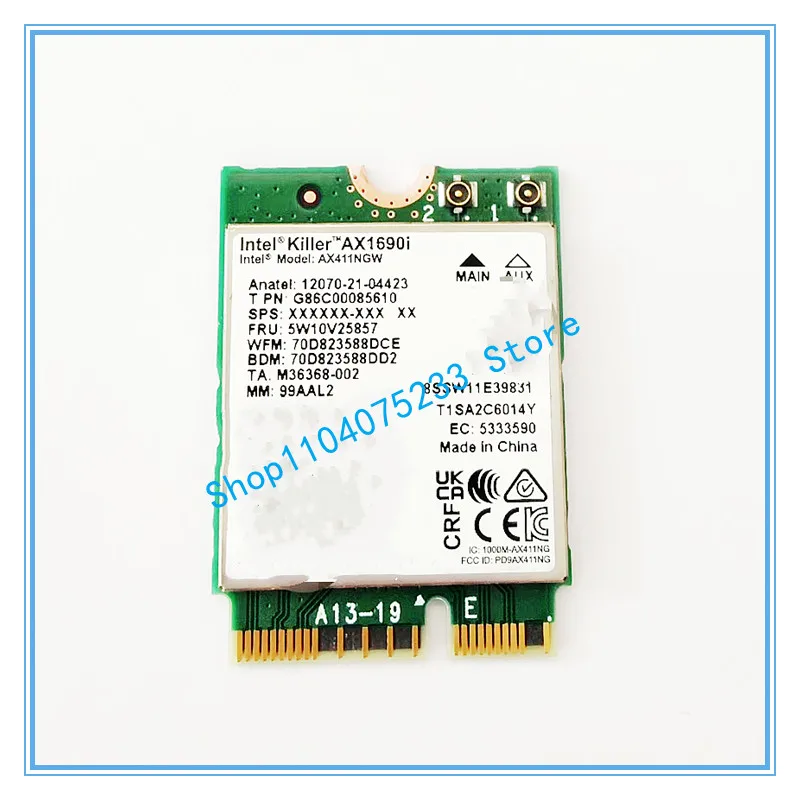 AX1690i Wi-Fi 6E AX411 Killer 1690i Speed 2.4 Gbps 802.11ax 2.4/5/6GHz Bluetooth 5.3 BT5.3 wifi network card CNVio2 key E