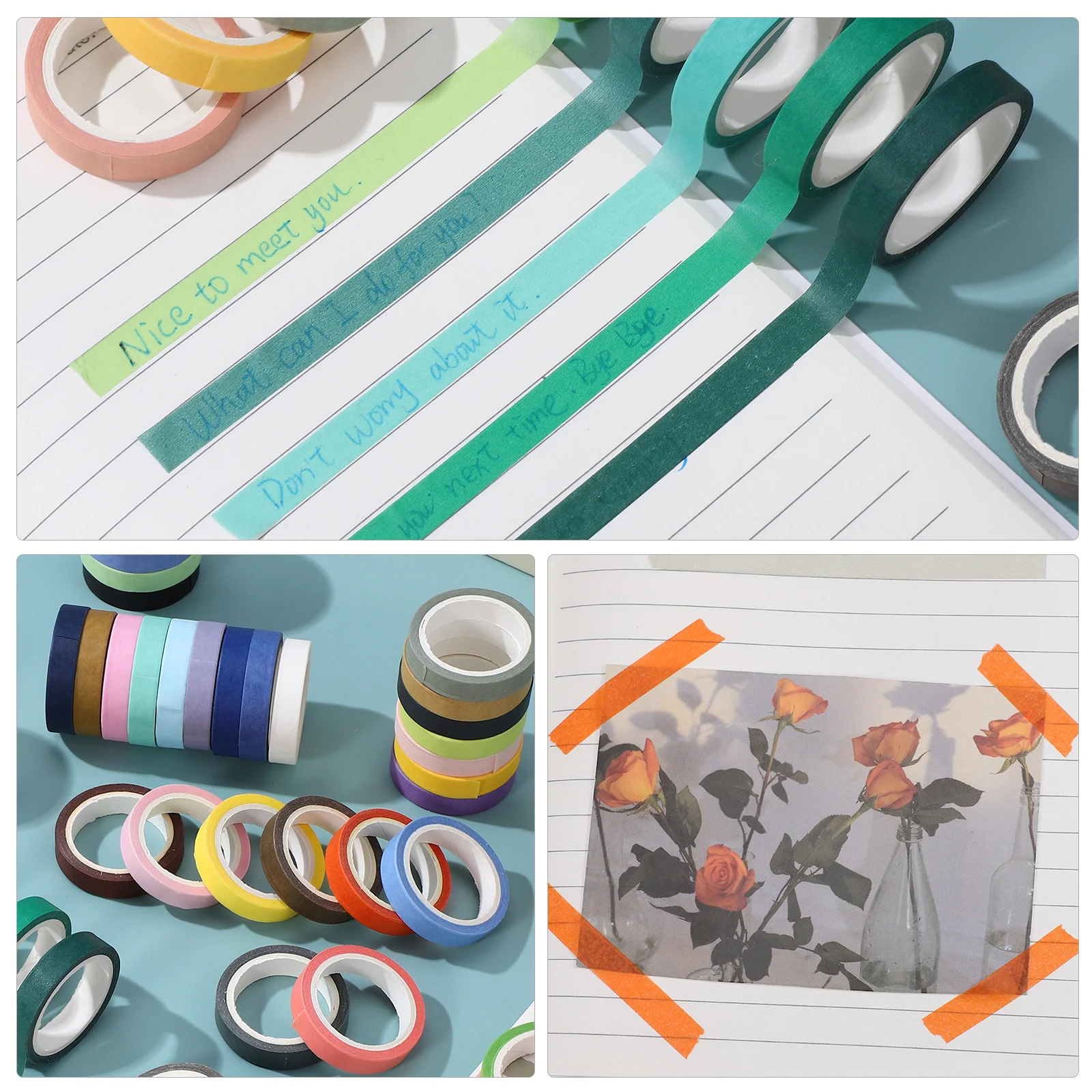 

60 Rolls Rainbow Washi Tape Set Decorative Colored Paper Tape for Journals Scrapbooking DIY Crafting Stickers Scrapbook Supplies