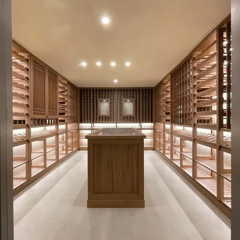 Customizable Modular Vintage Solid Wood Eco-Friendly Extendable Wine Cellar Cabinet Retro Wine Rack