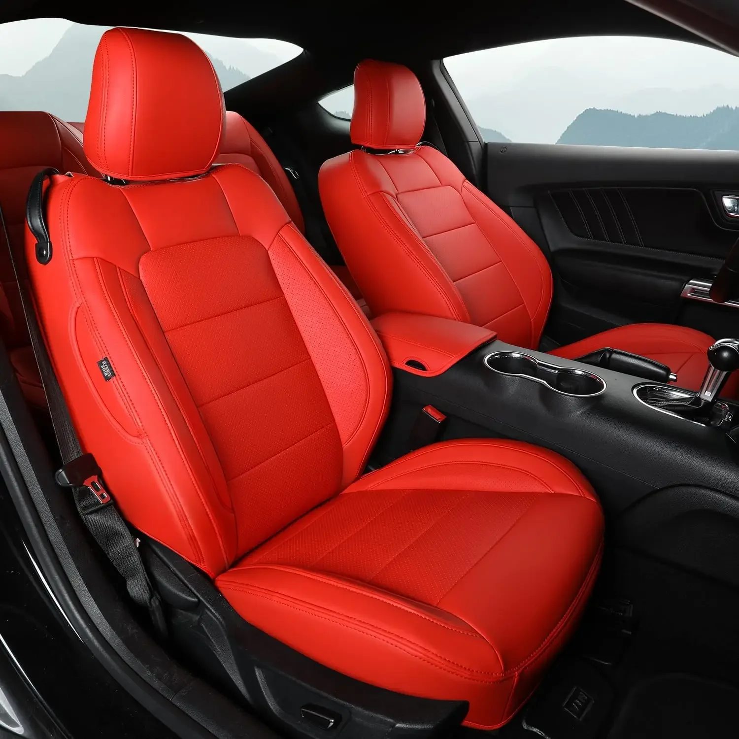 Maßgefertigter Spezial-Autositzbezug für Ford Mustang Coupe Hardtop 2015 bis 2024, Leder-Autositzschutzbezug, Autozubehör – Detail 1