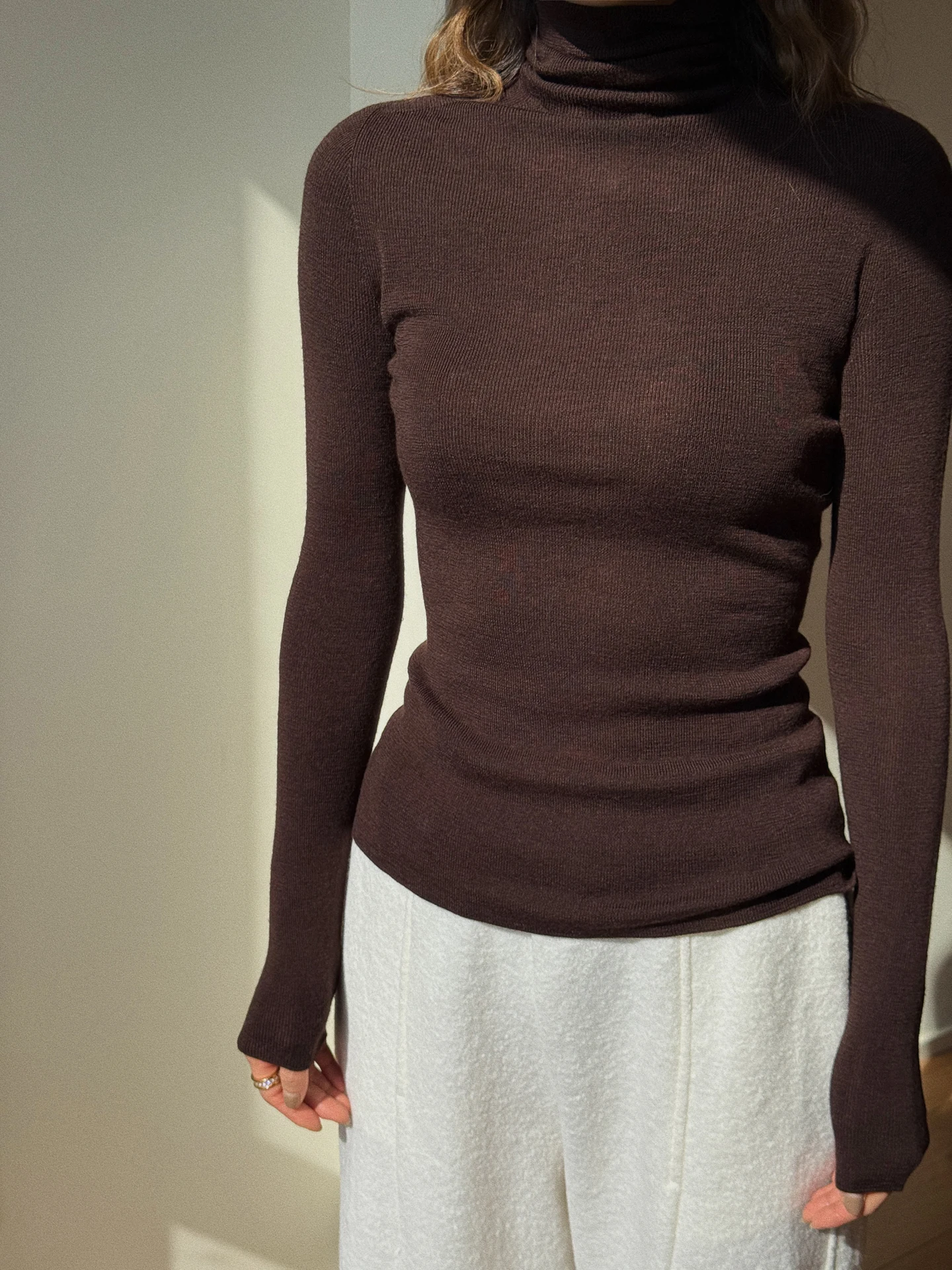 

Женская вязаная кофта с высоким воротником, 100% шерсть, 8-игольная вязка, осень-зима, модная, простая, приталенная, базовая модель