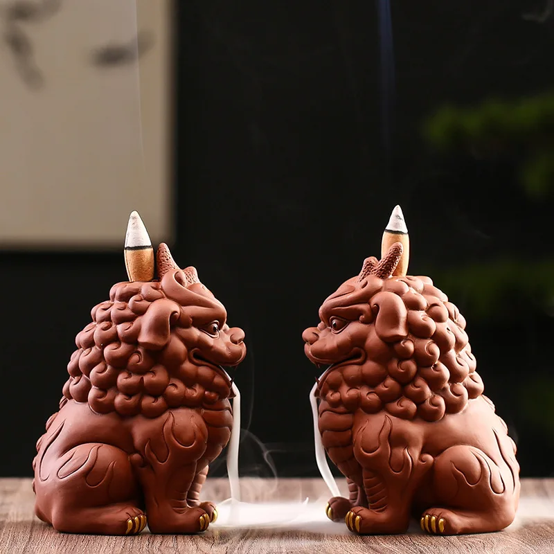 

Creative Backflow Incense Burner Sandalwood Pixiu Purple Sand Tea Pet Decoration Boutique Desk Kung Fu Tea Set Accessories