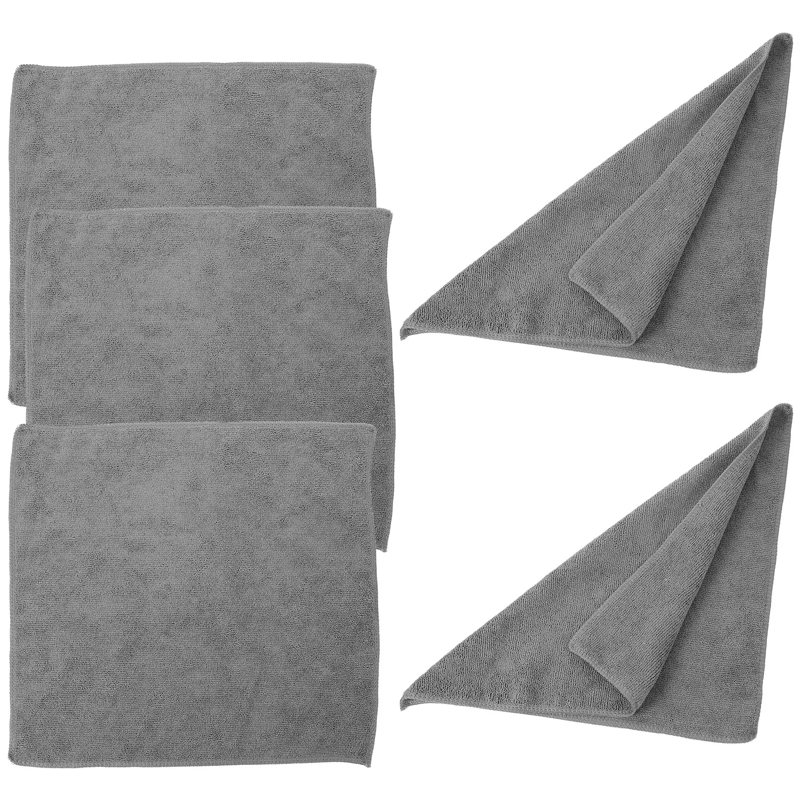 

10pcs Microfiber Car Cleaning Towels 35x35cm Absorbent Reusable Home Kitchen Dish Cloths Gray Color