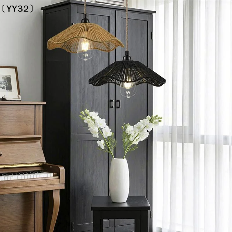 Handwoven Rope Lampshade Chandelier Covers Shades Ornament Decorative Living Room Kitchen Ceiling Woven Lamp Shade〔YY32〕