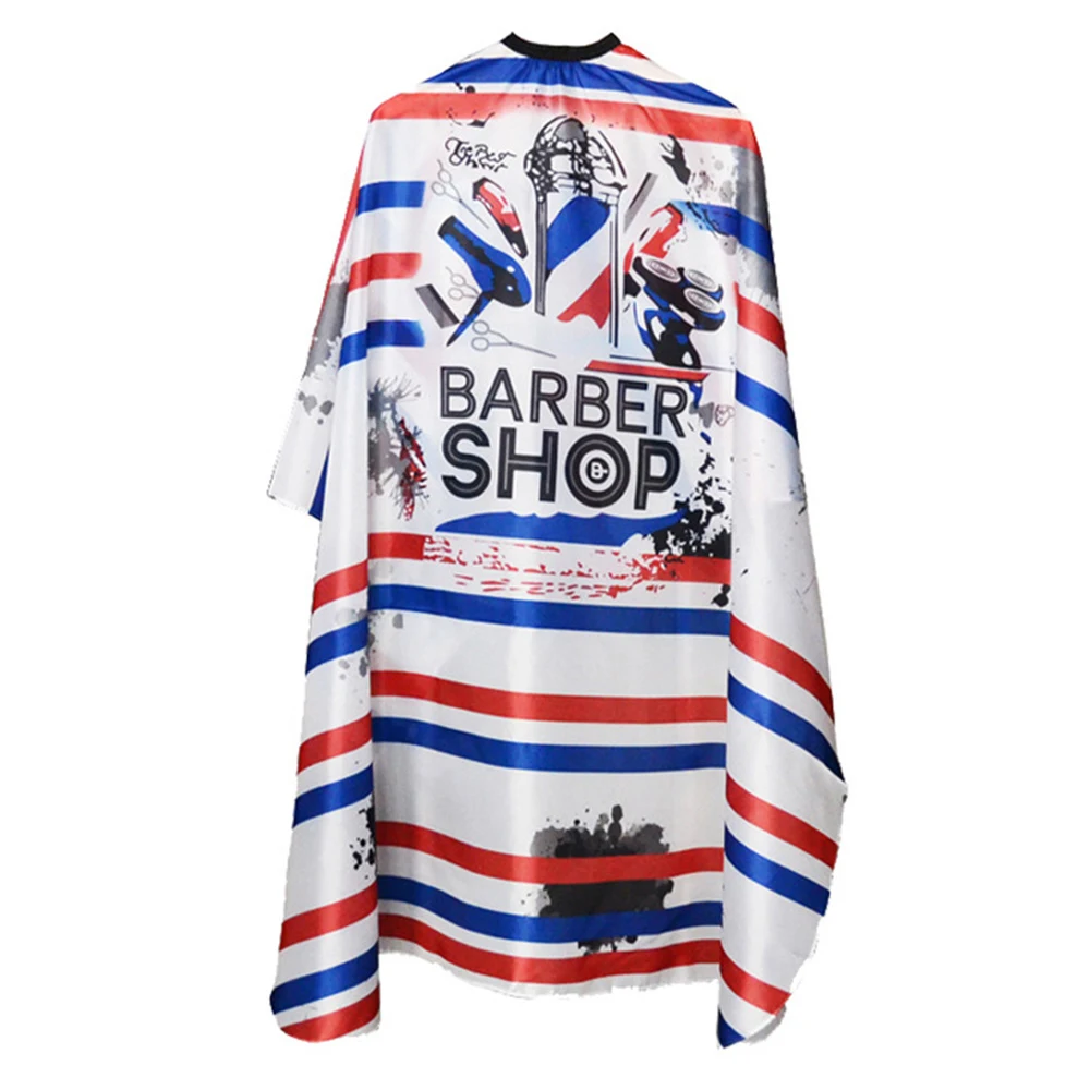 

Barber Shop Printed Hair Cutting Cape Red Blue White Striped Waterproof Salon Cape for Men Hair Styling Professional Barber Tool