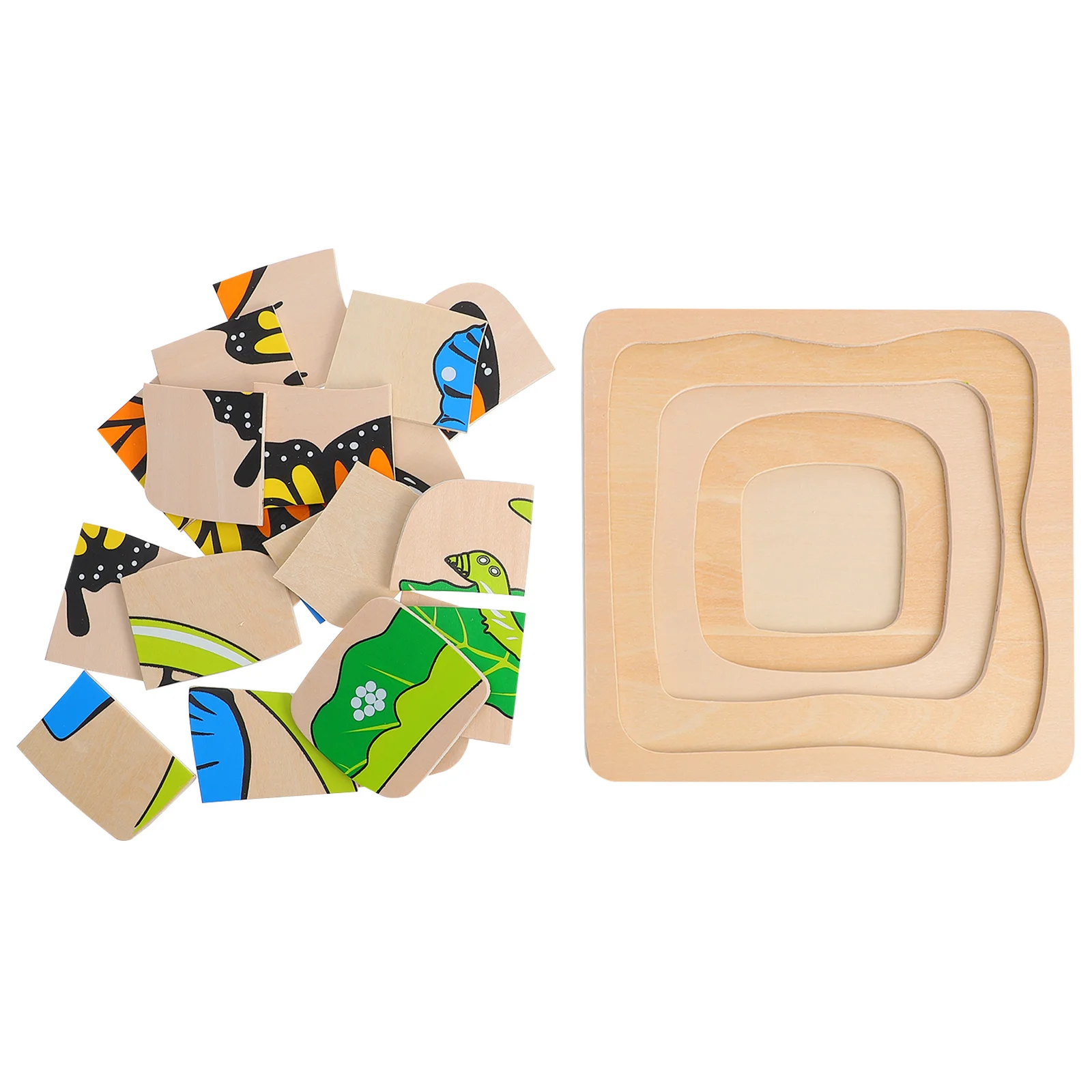 Cycle for Kids Growing up Jigsaw Puzzle Wood Multi-layer Cartoon Wooden Educational Toddlers