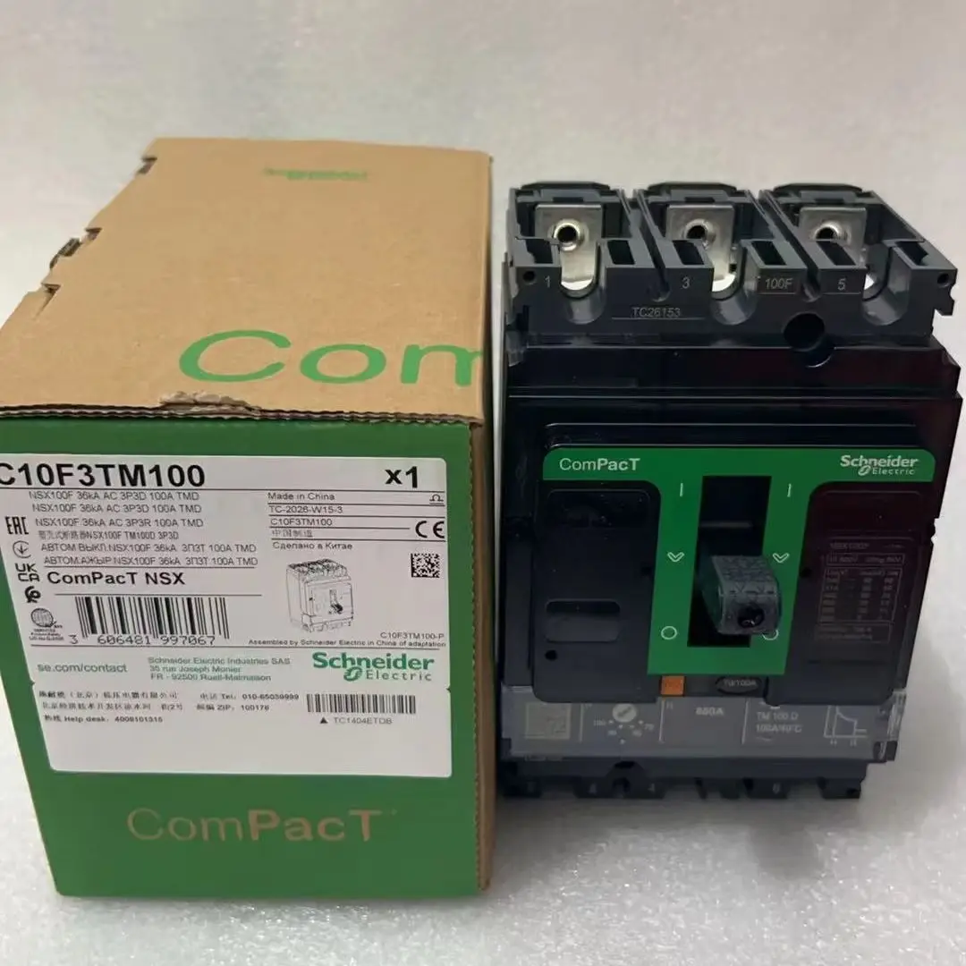LV429630 replace with new model C10F3TM100 Circuit breaker, ComPacT NSX100F, 36kA/415VAC, 3 poles TMD trip unit 100A C10F3TM100