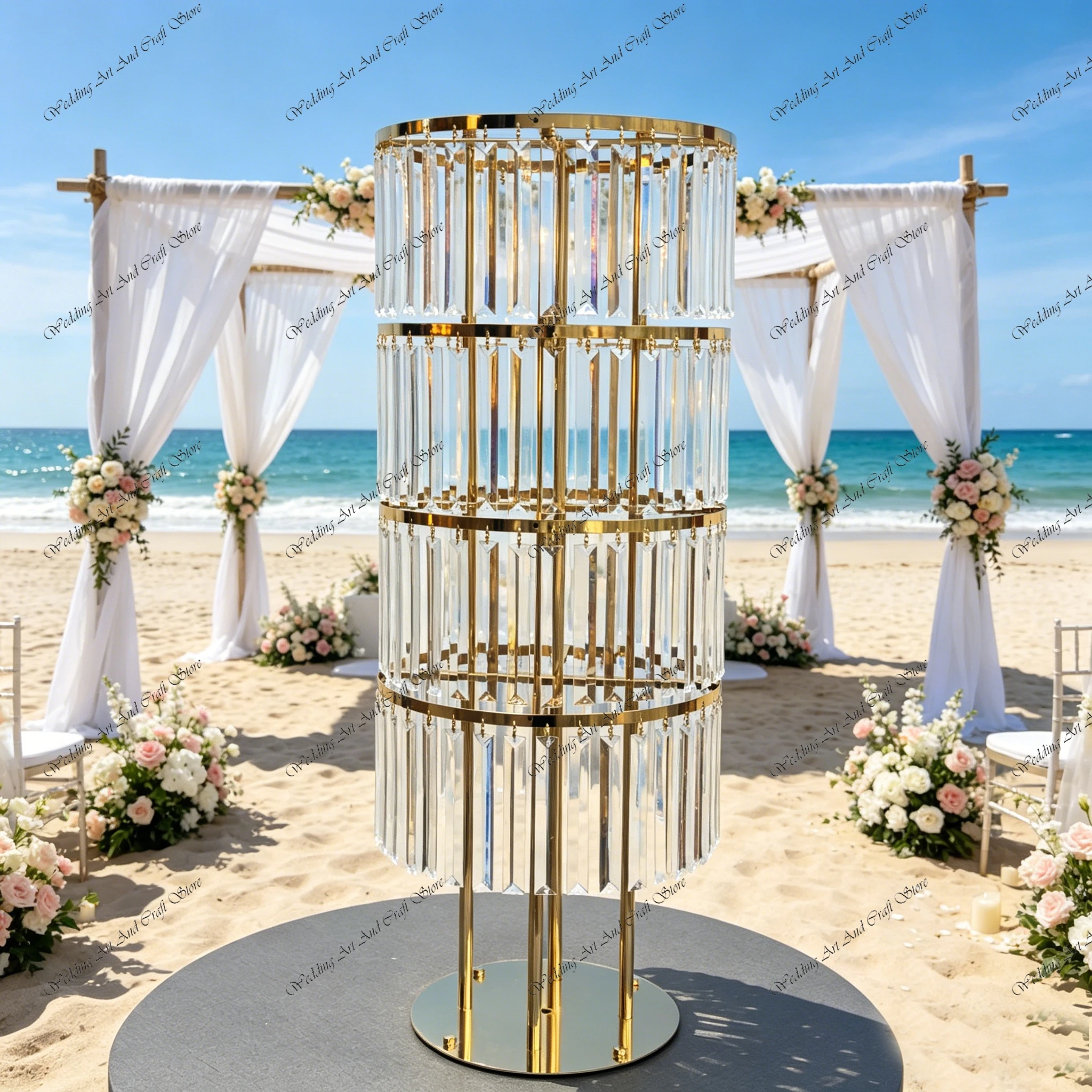 

10 шт. круглых металлических подставок для цветов F30, золотистые, для свадебных центральных композиций и украшения столов, ivy970