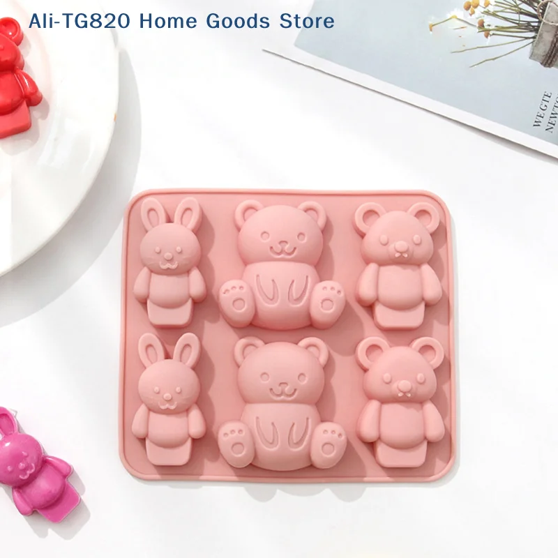 [TG820]Bear Silicone Mold Cute Cartoon Animal Chocolate Cake Baking Mould Kitchen Baking Tool Kids Complementary Food Tools