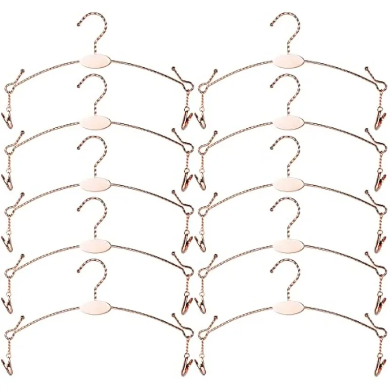 

10PCS Exttlliy Metal Underwear Bra Rack Durable Fashion Children Clothes Hangers Hook Lingerie Shop Display Hanger with Clips