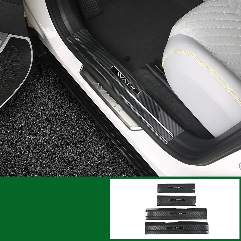 For AVATR 11 2023 2024 Car Door Welcome Threshold Cover Stickers Carbon Fiber Pattern Guard Tread Plate Vehicle Accessories