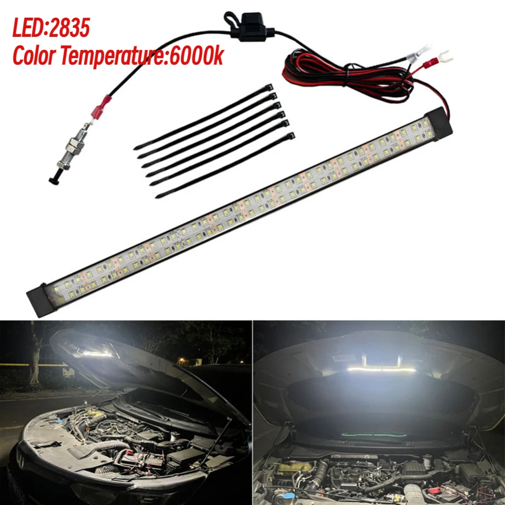 

Double Row LED Car Hood Emergency Repair Lights Auto Switch Control Non-Destructive Installation for Camping