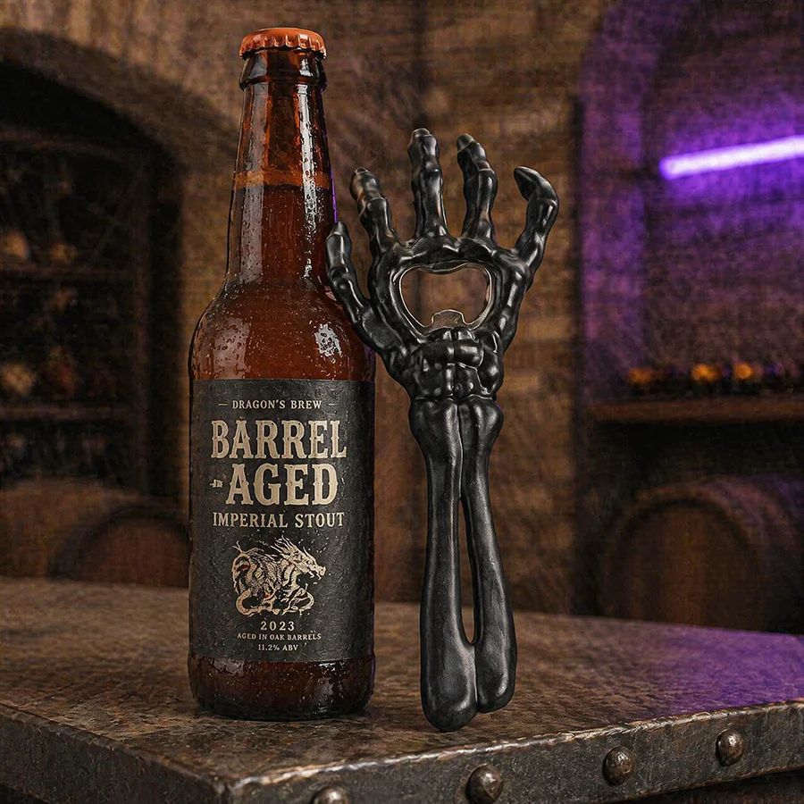 1pc Gothic Skeleton Hand Bottle Opener, Dark Vintage Bar Party Halloween Prank Gift, Spooky Decor