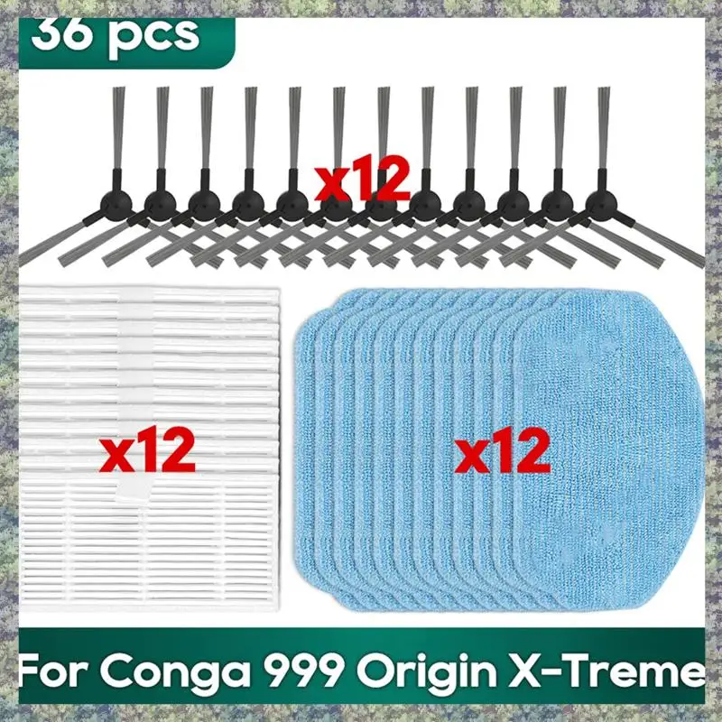 

WON 36PCS For Conga 999 Origin X-Treme / Origin Genesis Vacuum Cleaner Parts Hepa Filter Mop Cloth Side Brush