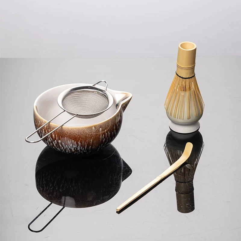 custom.Hot Sale Durable Food Grade Modern Ceramic Porcelain Matcha Bowl Tea Set of Five-piece Custom Safe Pack