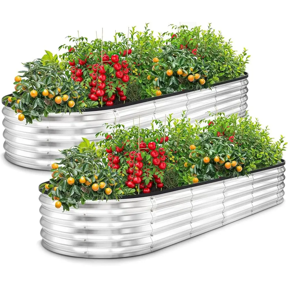 

Raised Garden Bed Set of 2, Galvanized Metal, 6x2x1ft, Lightweight, Easy Assembly, Ideal for Outdoor Plants, Vegetables, and Fru