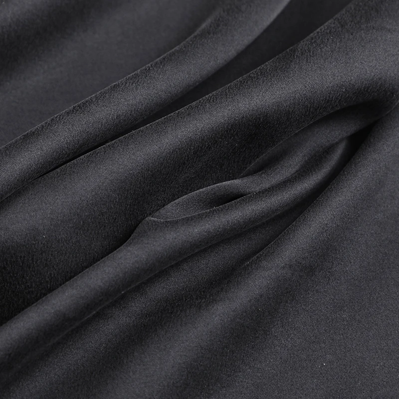 

Sand Wash Black Silk Fabric - 110CM Wide 19MM Solid Color Silk Crepe Plain Fabric for Sewing Summer Pants Blouse Dress R162