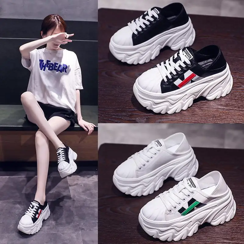 

2023 Spring Autumn New Breathable Explosive Style Increase Small Fashion Versatile Casual Shoes Thick-Soled White Shoes Women