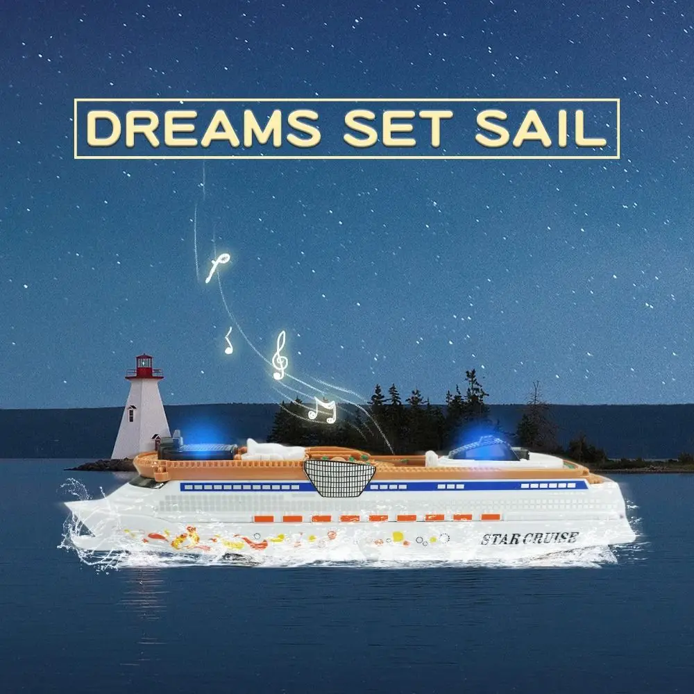 

New Birthday Gift for Kids with Light and Sound Ocean Liner Boat Toy Home Decoration Cruise Ship Model Toy