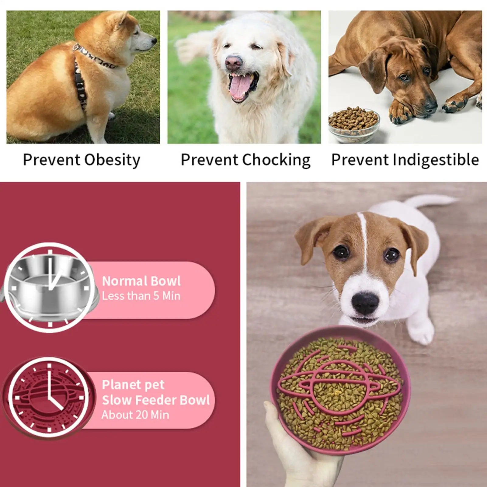 Slow Feeder Dog Bowls Silicone Anti-choking Non-Slip Food-Grade Dishes Puppy Food Bowl For Medium-Pet Licking Eating Standing
