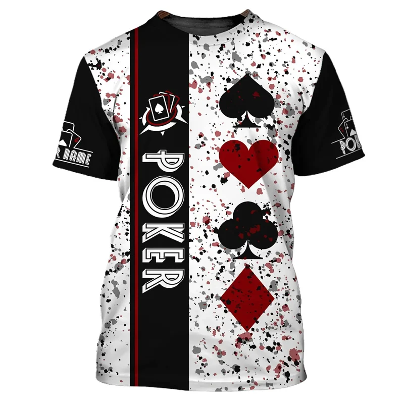 3D Printed Poker T Shirt For Men Playing Cards Pattern Tees Summer Streetwear Short Sleeve Tops Cosplay Round Neck T-shirt