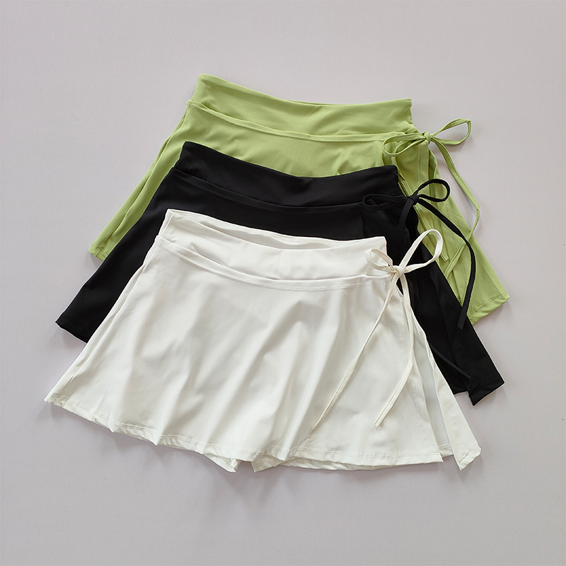  Sports Yoga Skirt Badminton Tennis Skirt Pants Half-body Quick Drying Pocket Skirt Side Split Strap Skirt Pants For Outwear 