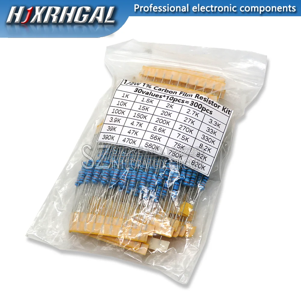 150PCS 300PCS 1/4W 1/2W 1W 2W 3W Resistance 1% Metal Film Resistor Assortment Kit Set 30Values Each 5/10PCS 1~750 1K~820K Ohm