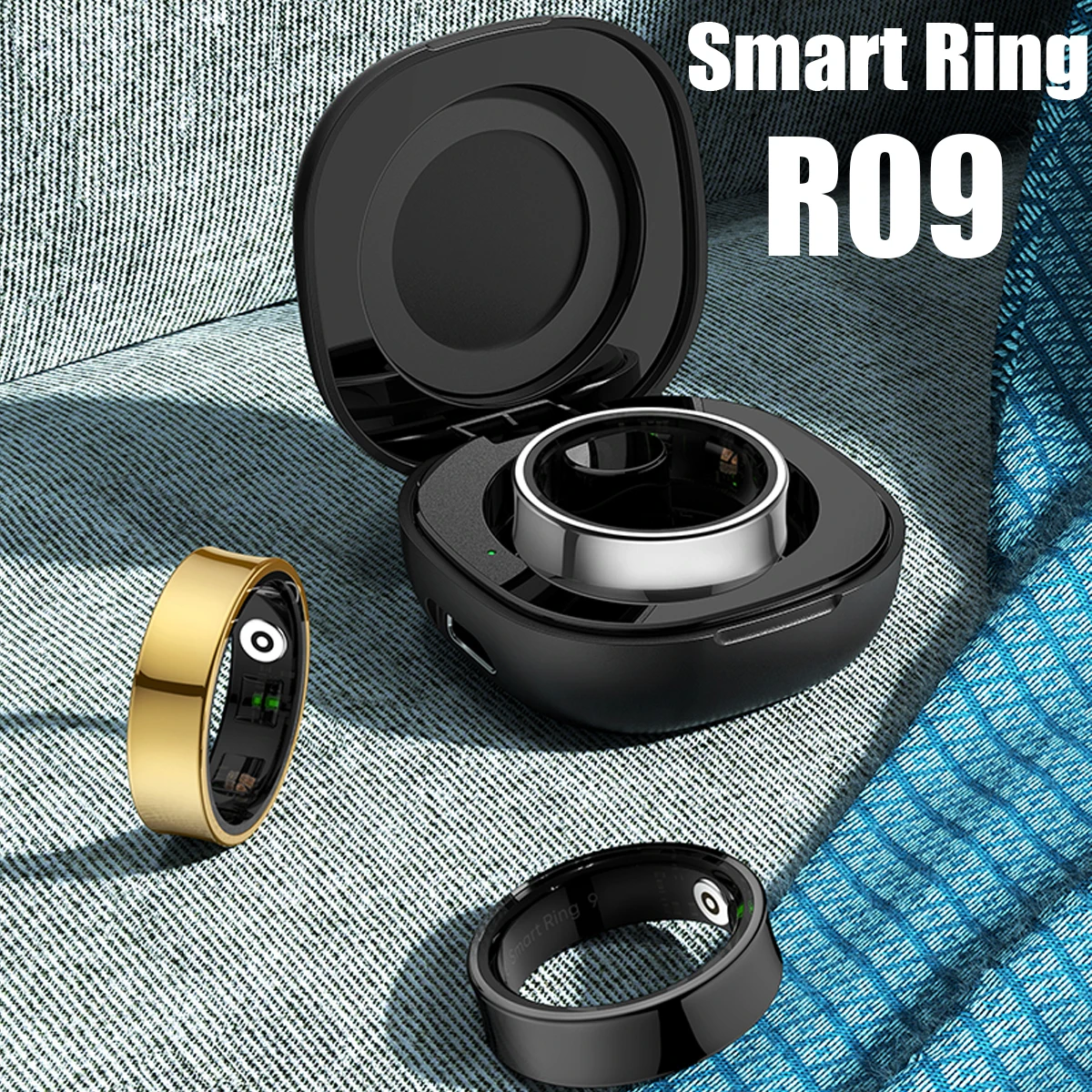 

R09 Smart Ring Man Woman Heart Rate Sports Blood Oxygen Sleep 5ATM Waterproof For Xiaomi Samsung Battery life Charging Case 2025