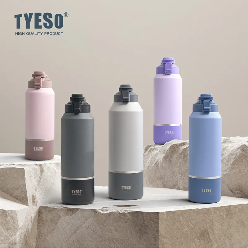 

TYESO 1200ML Stainless Steel Thermo Bottle Tumbler 40OZ Portable Vaccum Insulated Cup Large Capacity Sports Thermos Water Bottle