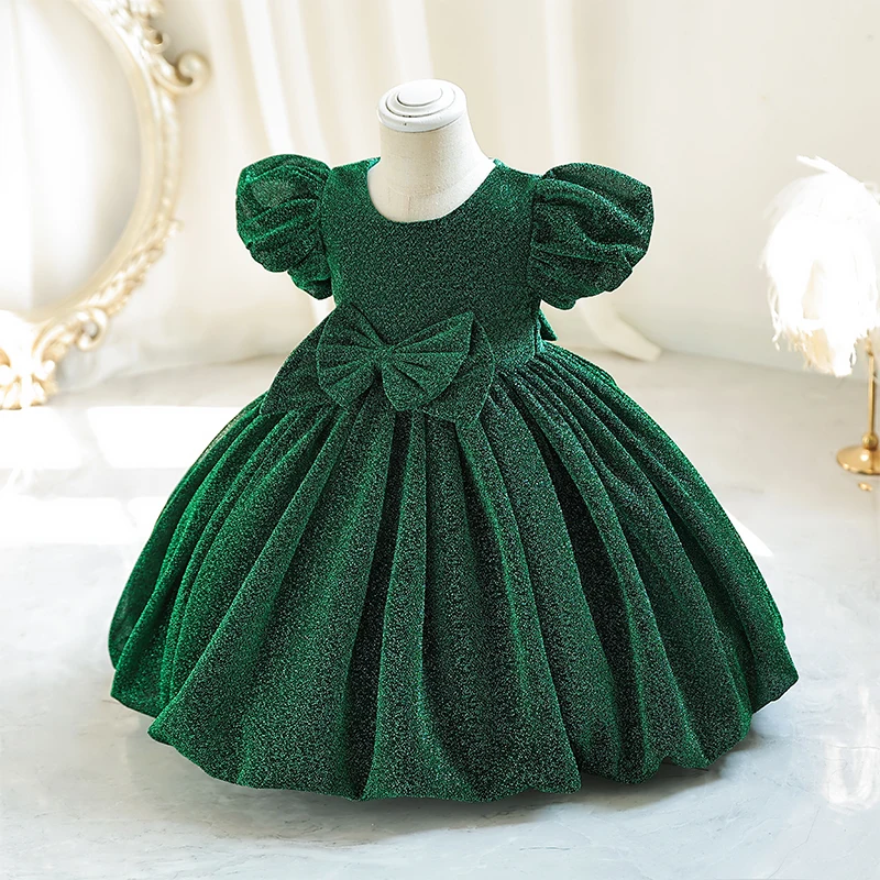 Halloween dress Children's Christmas party dress bow baby princess fluffy dress 2024 new flower girl