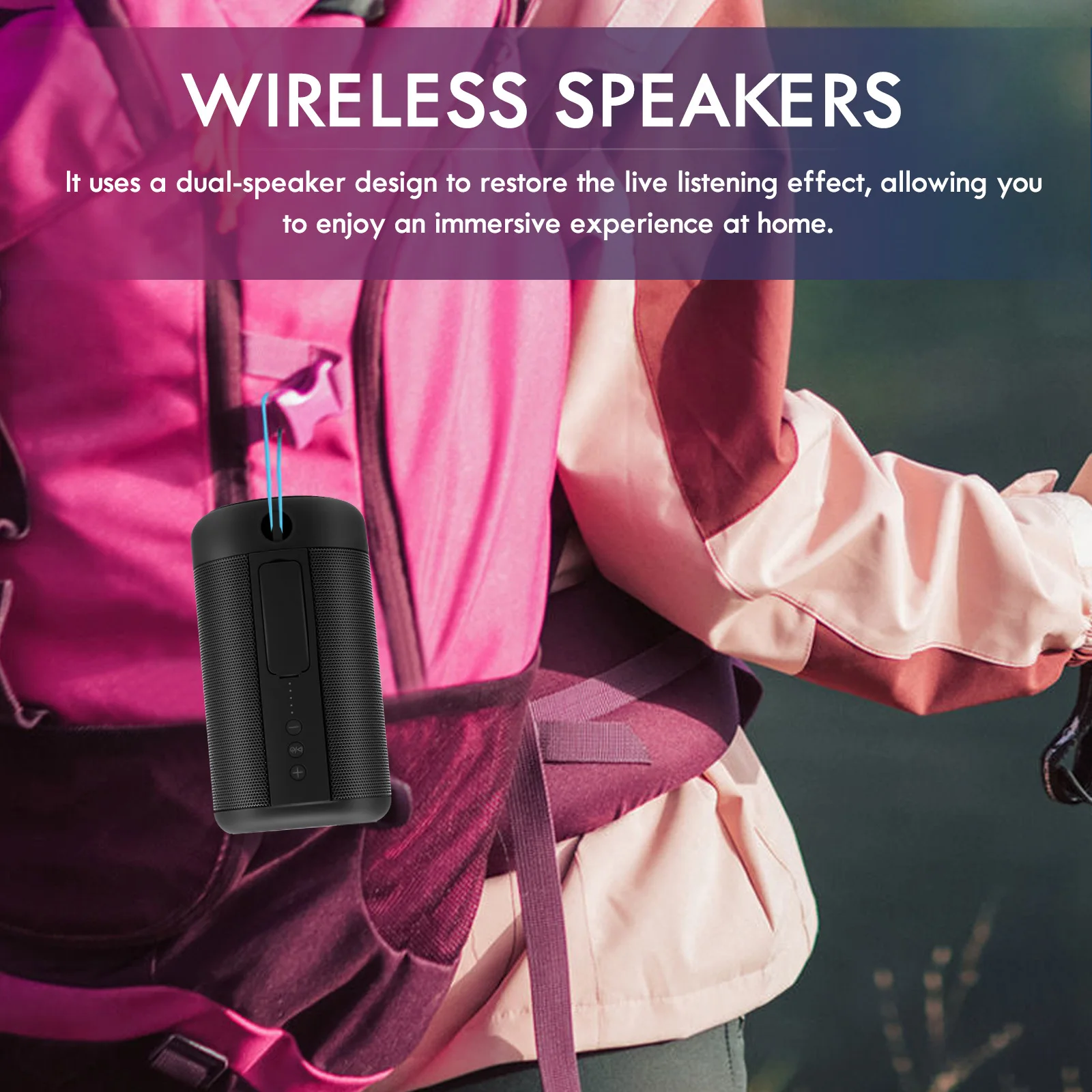 

1Pcs Wireless High Power Speaker Compact Dual Speaker Design Desktop Outdoor Loudspeaker Box Powerful Sound Home Office Music