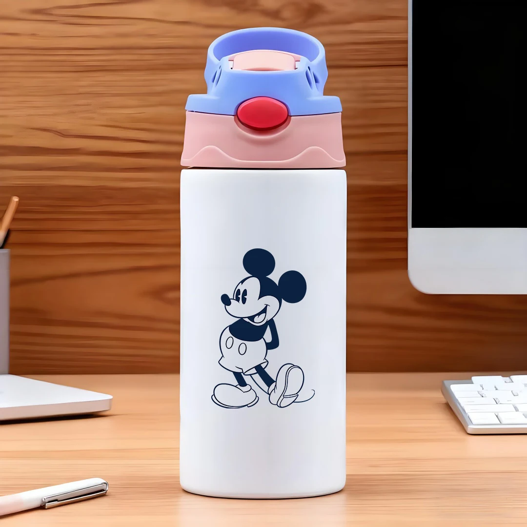 

Disney Mickey Mouse Classic Cartoon Design Deep Blue White Contrast 2D Animation Style 304 Stainless Steel Cartoon Straw