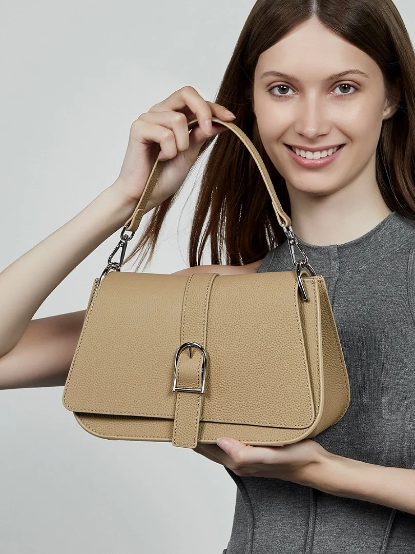 

100% Cowhide Leather Women Saddle Bags Fashion Ladies Shoulder Bags Retro Women Handbags Female Side Bags