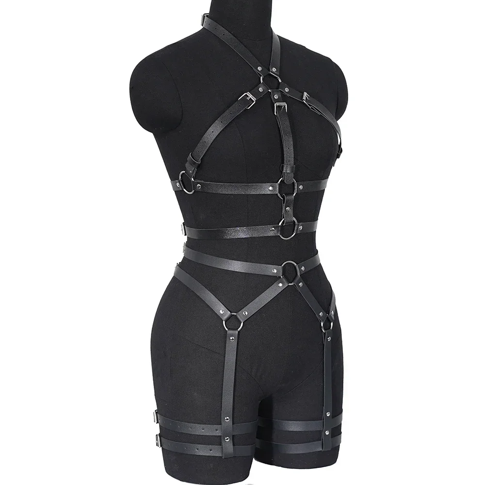 女性のファッションボディベルトオーバーオールドレスセット調節可能なゴシックウエスト気質ボディ彫刻ストラップ服